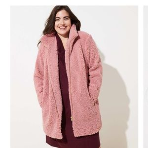 NWOT Loft Plus Fleece funnel neck coat. Size 16. Never worn. No discount